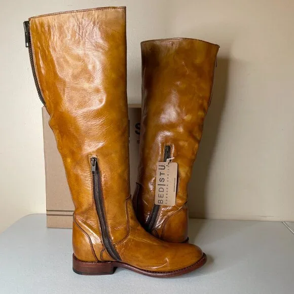 BED STU Tess Distressed Leather Riding Boots Size 8 - Picture 3 of 16